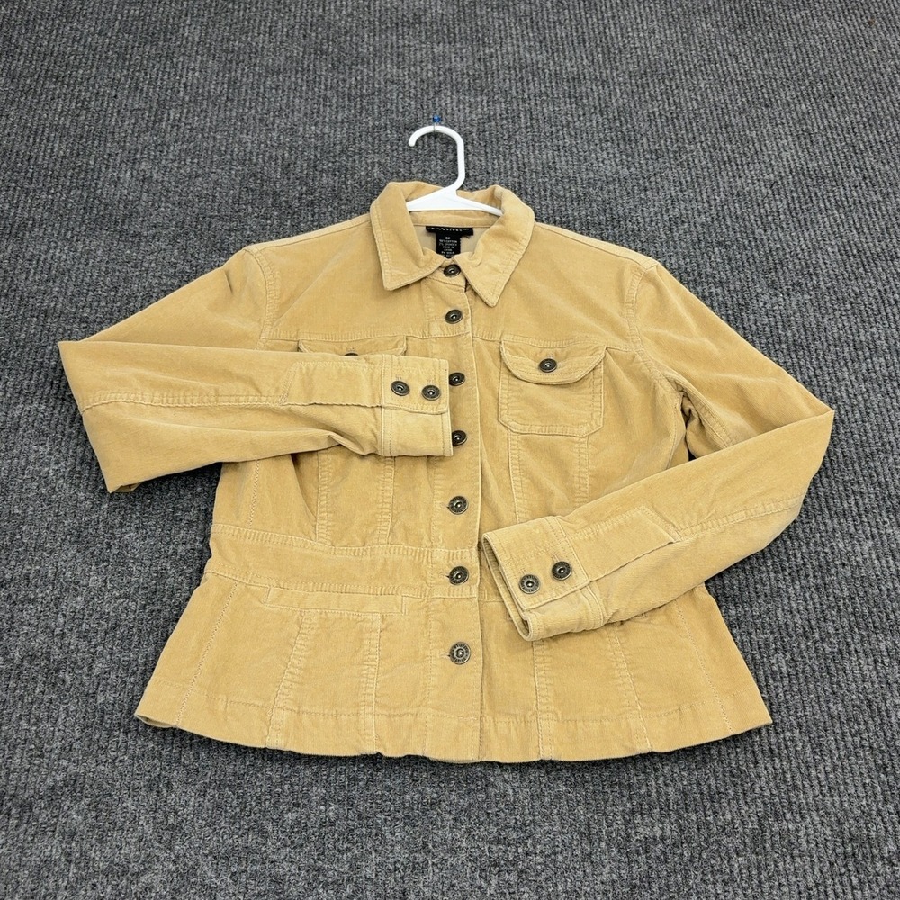 Rafaella Jacket Womens 8P Tan Corduroy Peplum Button Front Casual Classic